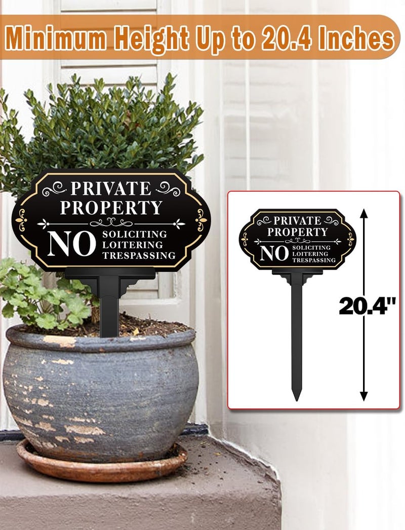 multiwins No Soliciting Sign for House with Stake - Adjustable Height - 12.7 x 6.6 Inch/36 Inch High - 50-mil Thick Aluminum -Metal No Soliciting Yard Sign for Home/Front Door and Business (White-01) - Image 4